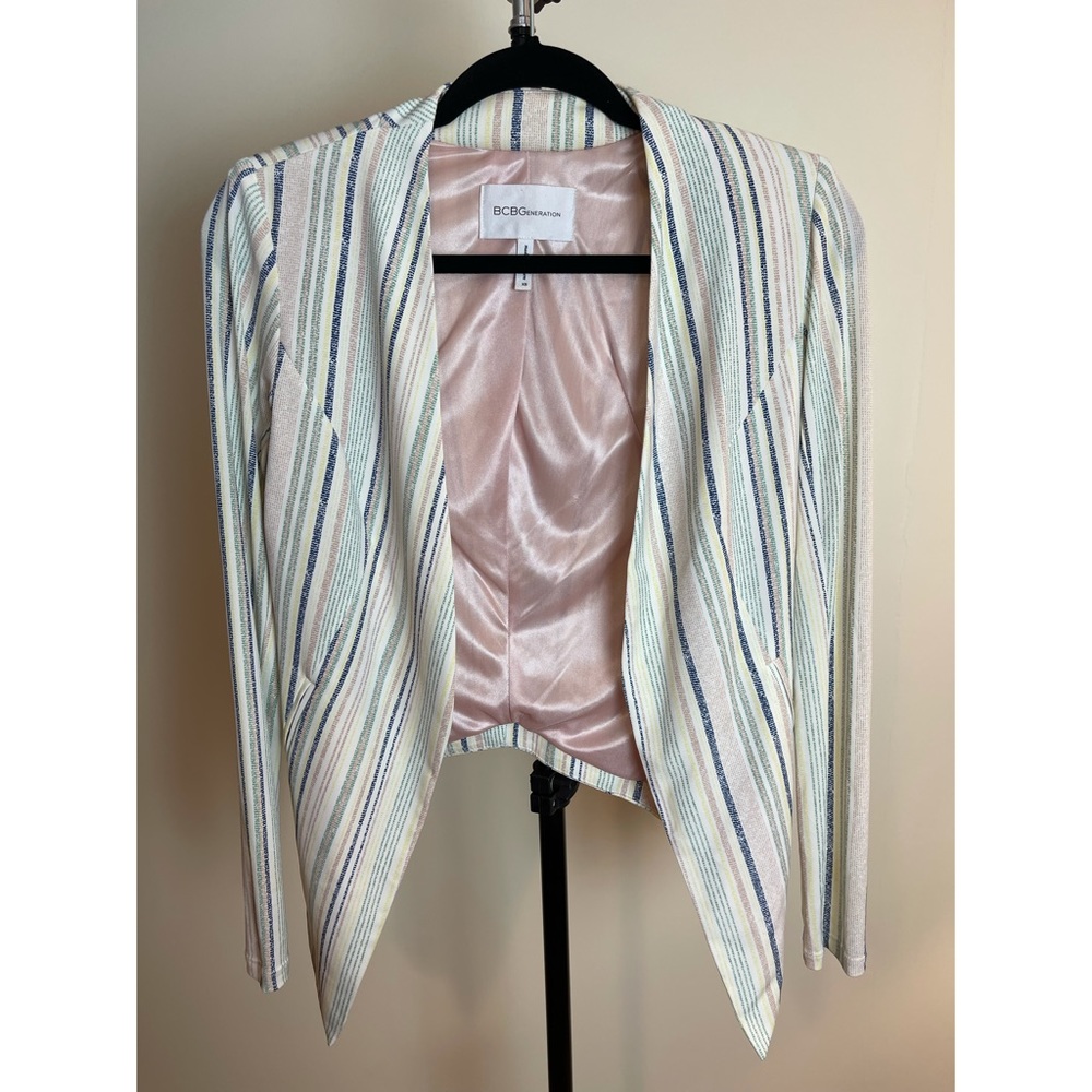 BCBGeneration Blazer White Pink Blue Stripes XS